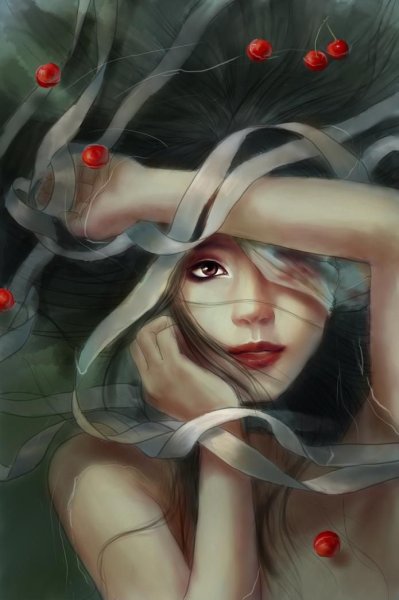 Девушка вишня арт