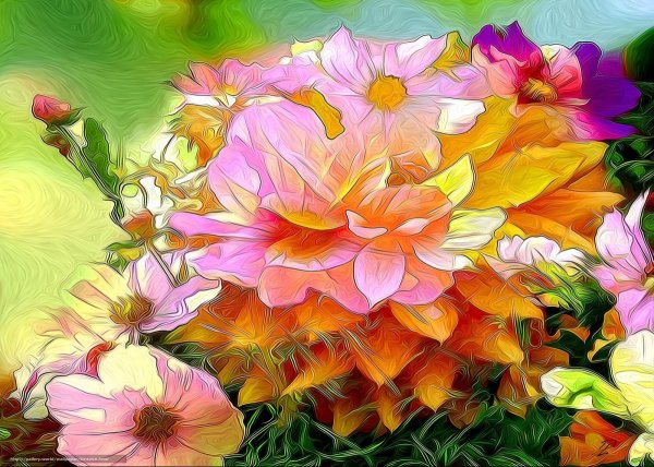 Яркие цветы живопись