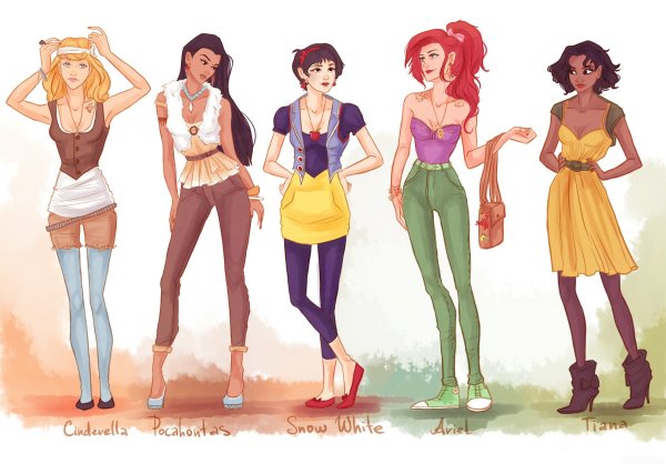 Принцессы Дисней в современном стиле в полный рост