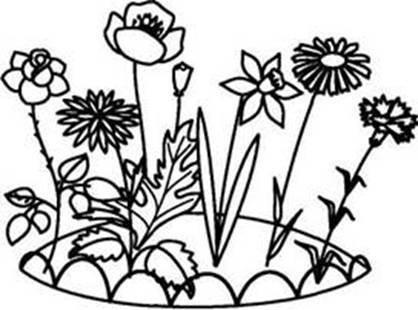 Клумба с цветами раскраска