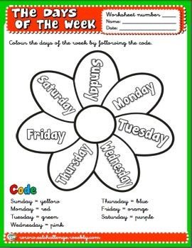 Раскраски по английскому языку дни недели