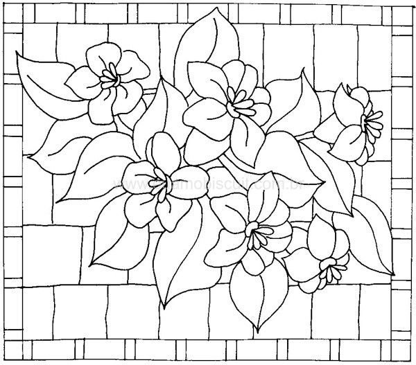 Раскраска мозаика цветы