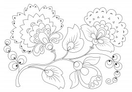 Хохлома раскраска в полосе с цветами