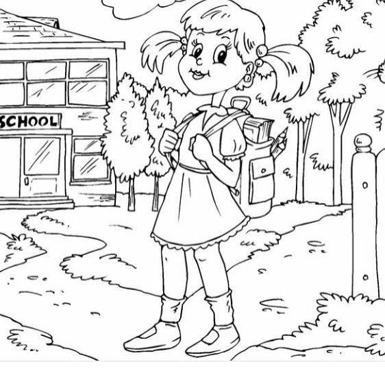 Девочка с портфелем раскраска