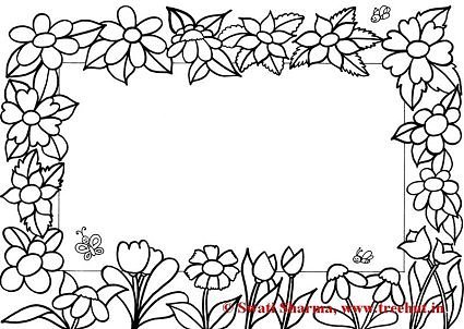 Рамка с цветами раскраска