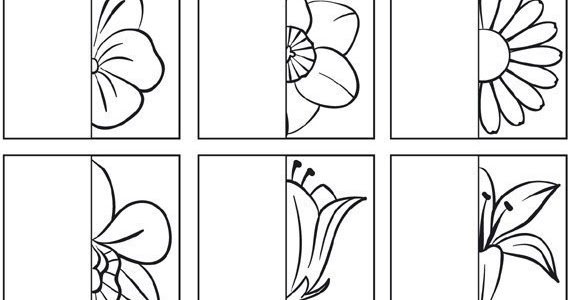 Дорисуй вторую половину цветка