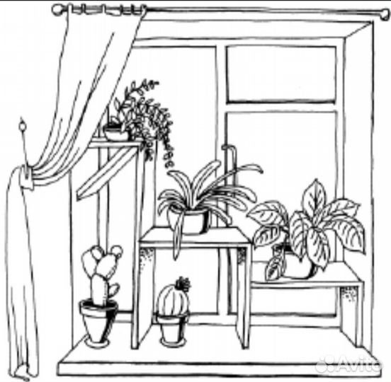 Эскиз комнаты с растениями