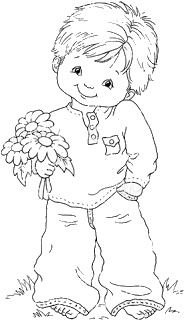 Мальчик с цветами раскраска