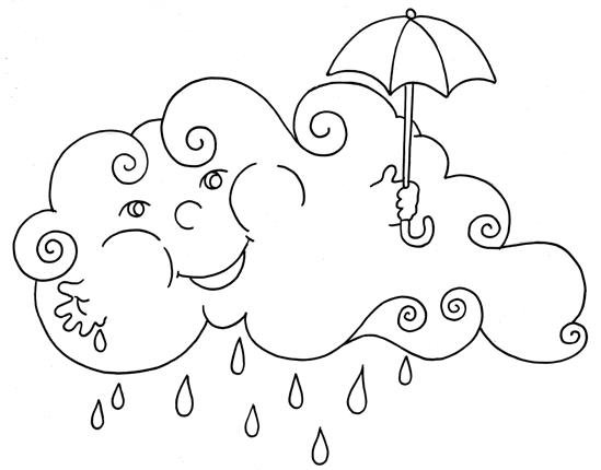 Облачко с дождиком раскраска