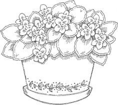 Раскраска фиалка в горшке