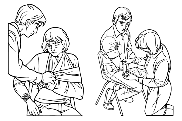 Оказание первой медицинской помощи раскраска