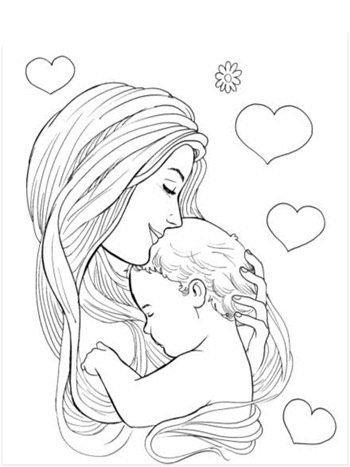 Раскраска мать и дитя
