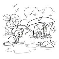 Раскраска по сказке Сутеева под грибом