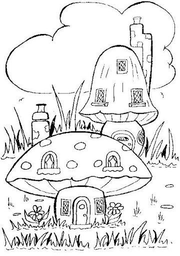Домик гриб раскраска