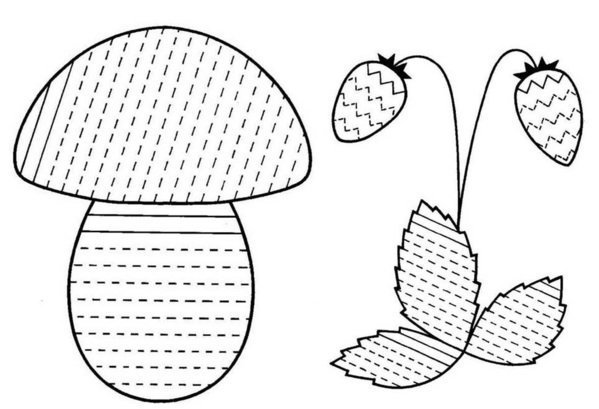 Штриховка грибы и ягоды