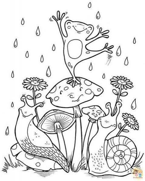 Раскраска улитка под дождем