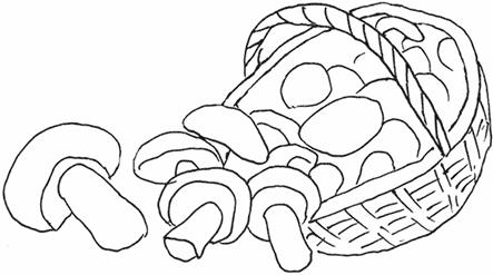 Корзина с грибами раскраска