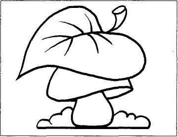 Грибочек с листочком раскраска