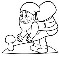 Раскраска Гном с грибом