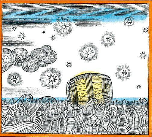 Иллюстрации к сказке о царе Салтане Пушкина в бочке