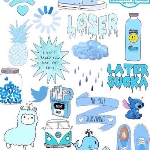 Эстетичные наклейки голубые