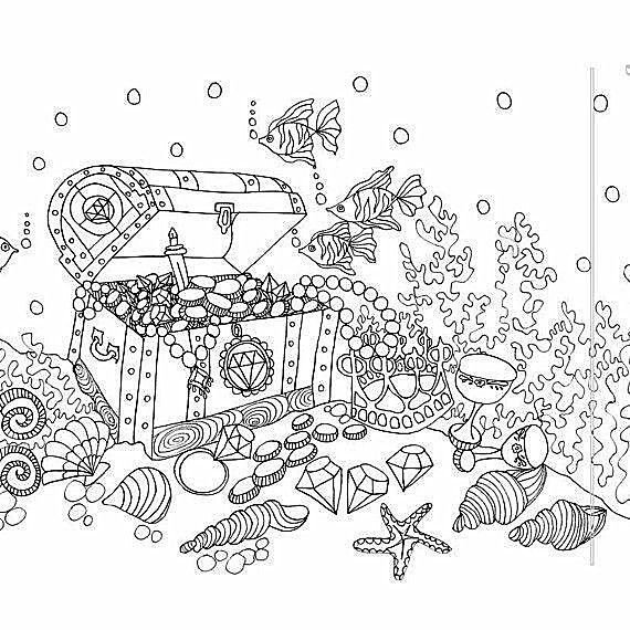 Морские сокровища раскраска