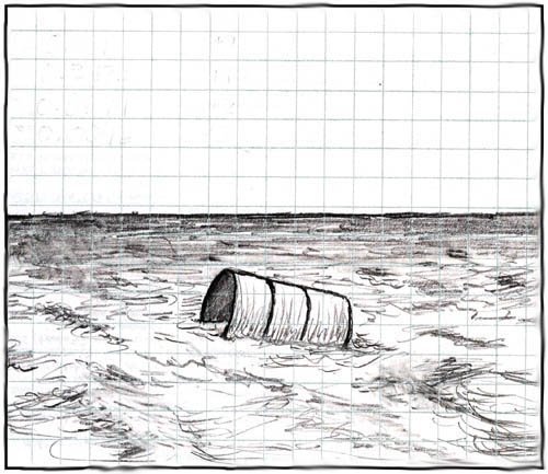 Раскраска бочка в море