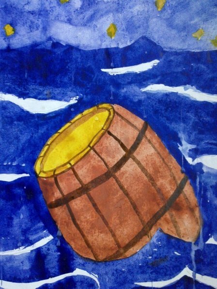 Бочка по морю плывет рисунок