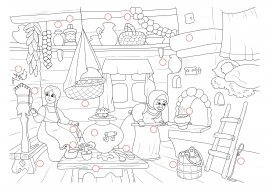 Изба внутри раскраска