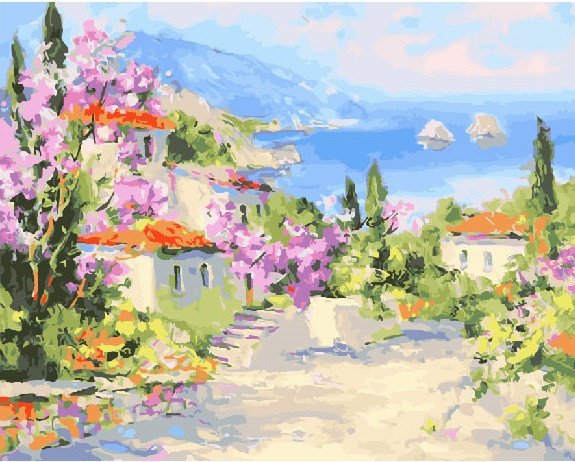 Картина домик в горах Импрессионисты