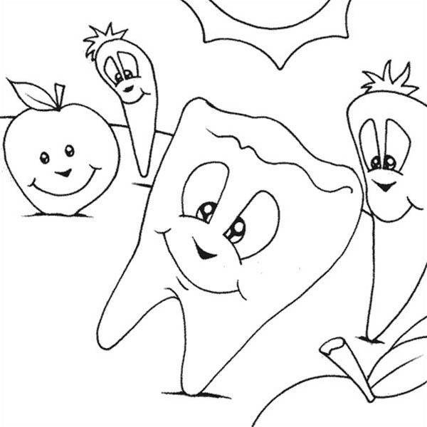 Зуб раскраска для детей