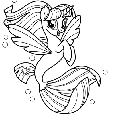 Раскраски малитал пони русалки