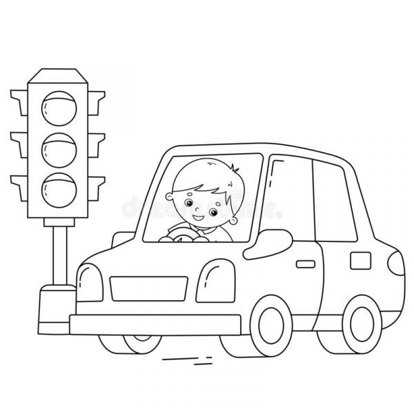 Машина и светофор раскраска