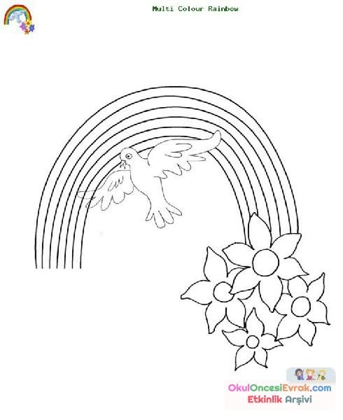 Раскраска птичка с радугой