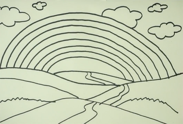 Радуга рисунок карандашом