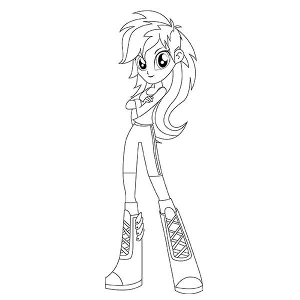 Пони раскраска Радуга Дэш и девочка из Эквестрии