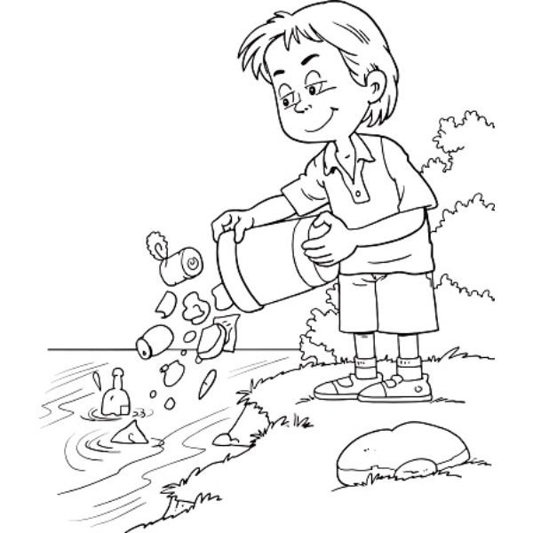 Загрязнение воды раскраска для детей
