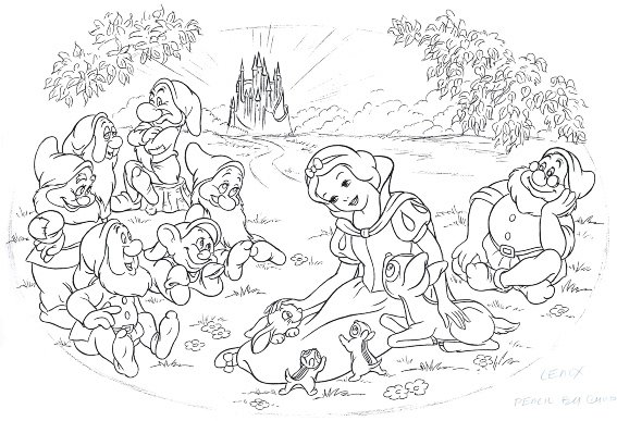 7 Гномов в лесу раскраска