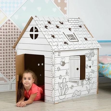 Картонный домик-раскраска "Бибалина" Макс с русским алфавитом