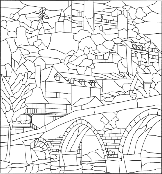 Трафареты для витража пейзажи