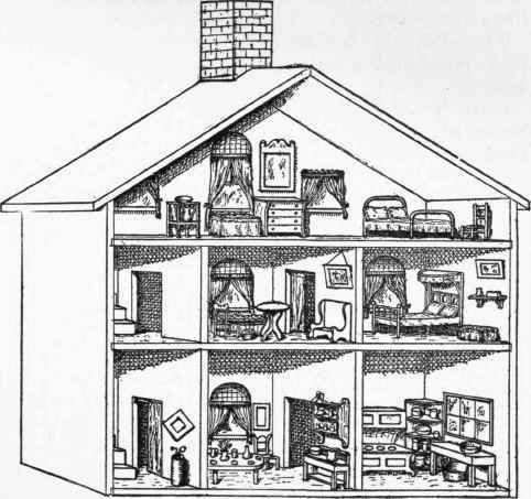 Кукольный домик в разрезе чб