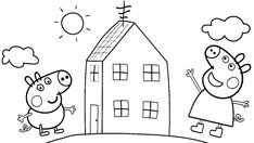 Свинка Пеппа дом раскраска