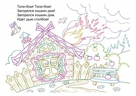 Раскраска Кошкин дом Маршак