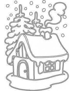 Зимний домик для раскрашивания