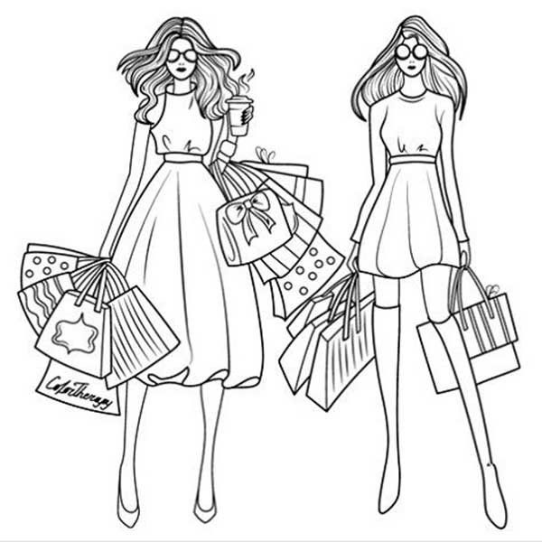 Арт раскраска модные образы