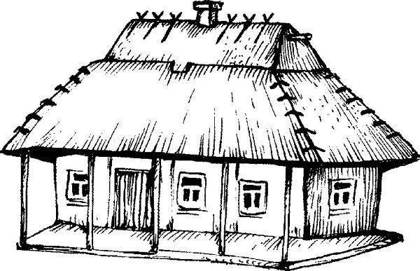 Хата раскраска для детей