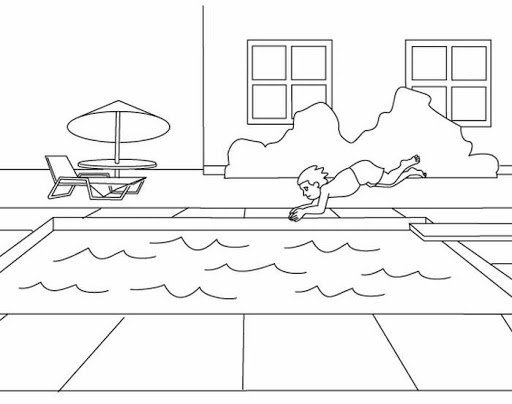 Раскраска бассейн для детей