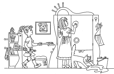 Раскраска уборка квартиры для детей