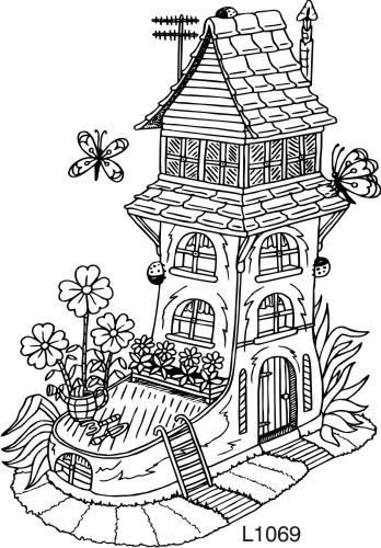 Цветочные домики раскраски