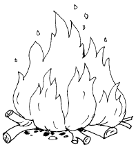 Раскраска костер в лесу